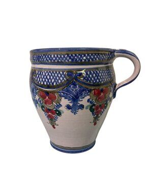 Keck Keramik Blue Floral Pottery Mug Vase